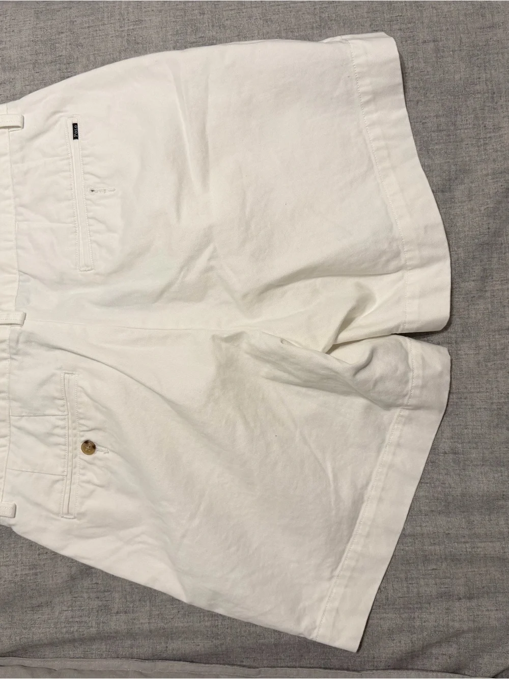 Ralph Lauren White Cotton Flat Front Shorts